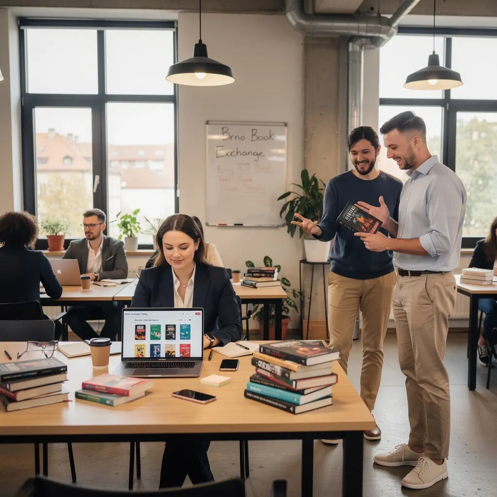 Osoba prochГЎzejГ­cГ­ online katalog knih na notebooku