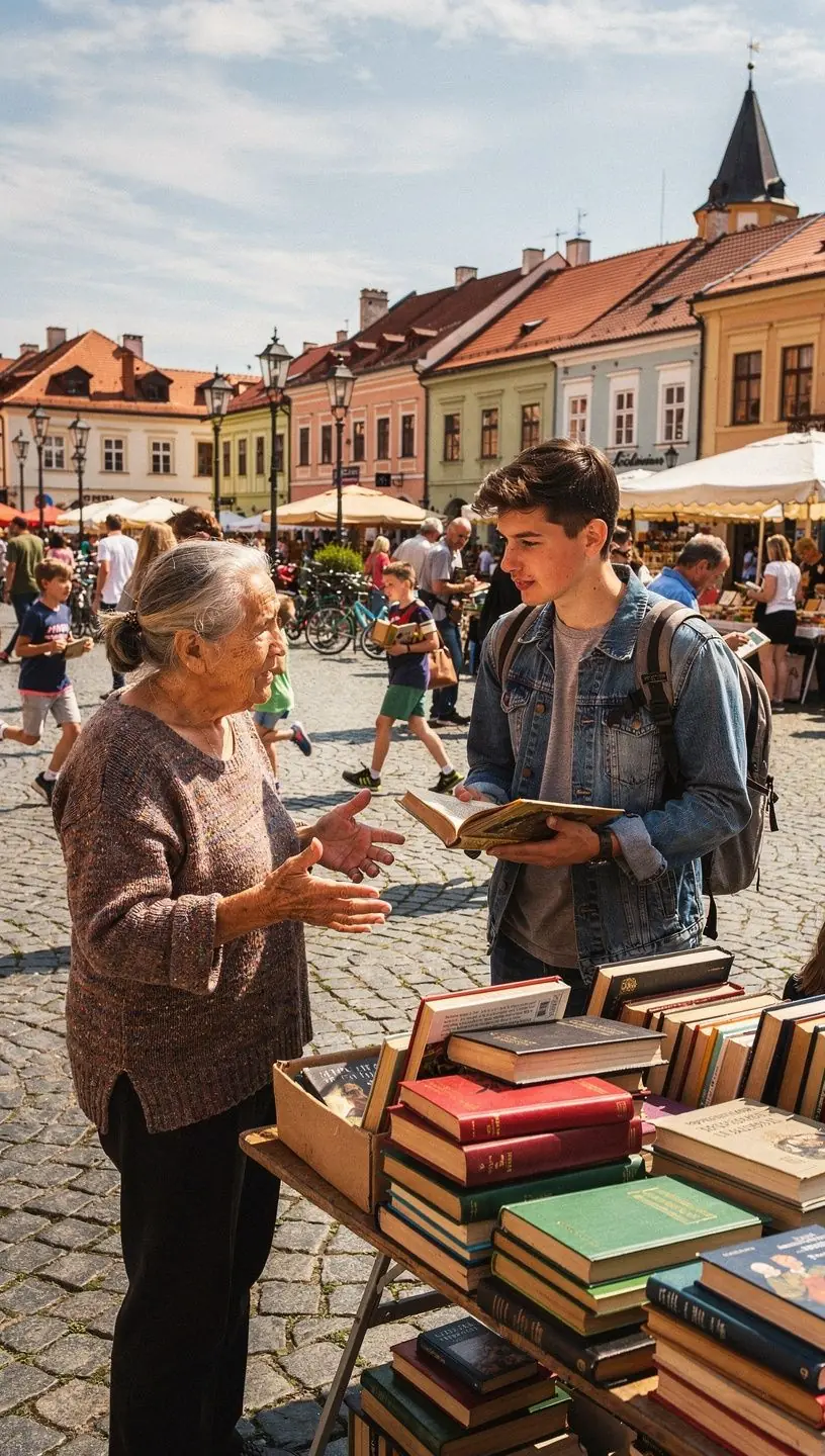 Ilustrace knihovny plnГ© starГЅch knih s pЕ™Г­jemnГЅm osvД›tlenГ­m