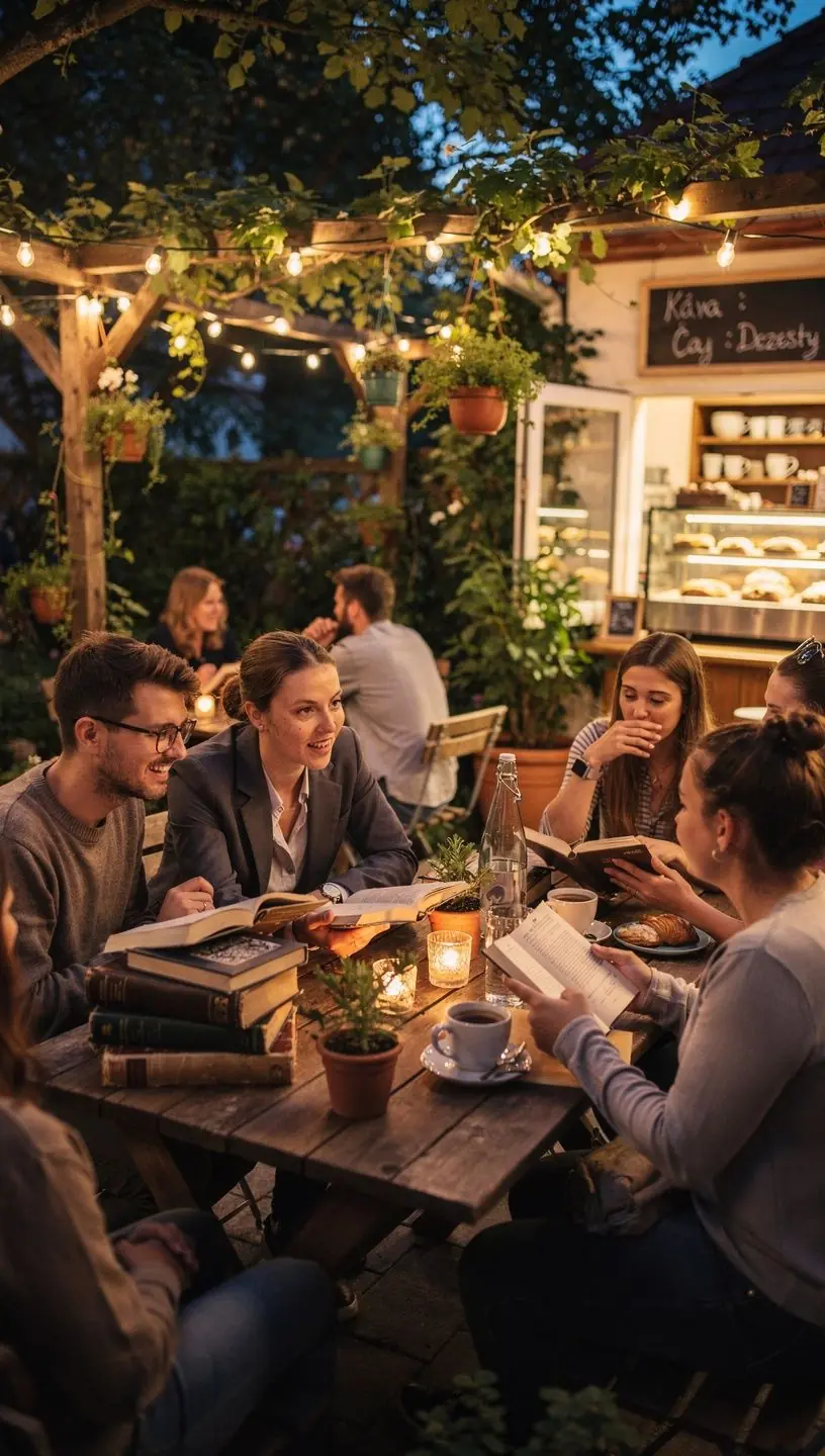 Pohled na staré knihy uspořádané na dřevěné polici v útulné knihovně.